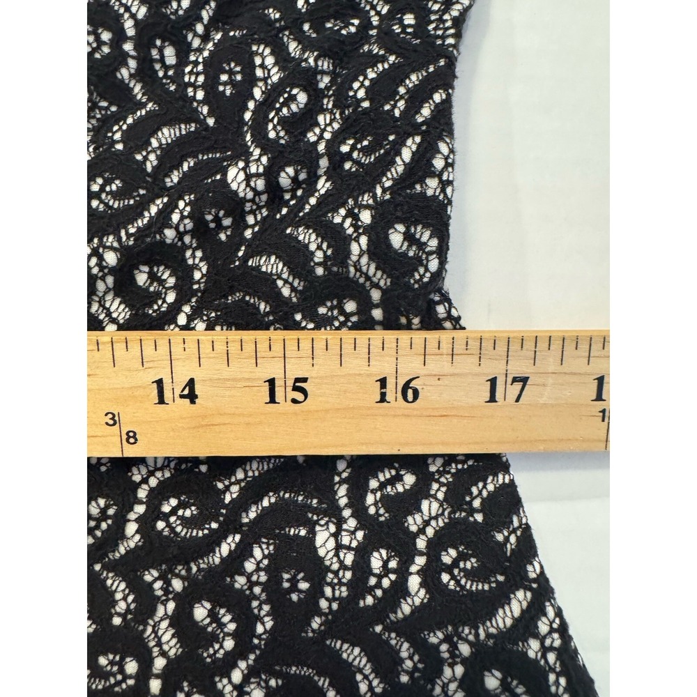 J Crew Size Medium Black & White Lacey Blouse 3/4 Sleeves Waisted Zipper Back - Picture 9 of 11